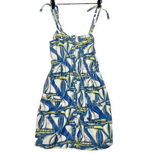 Lilly Pulitzer Docksider Sail Terry Blue Yellow White Dress Coverup Size XS READ